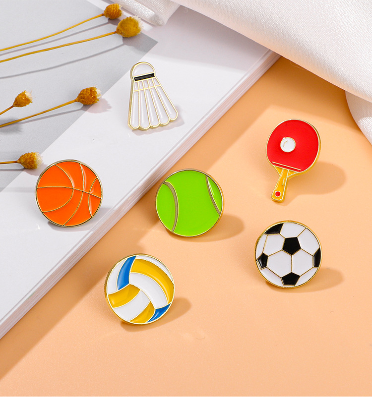 Badminton Icon - Football Cartoon Brooch Basketball Badminton Table
