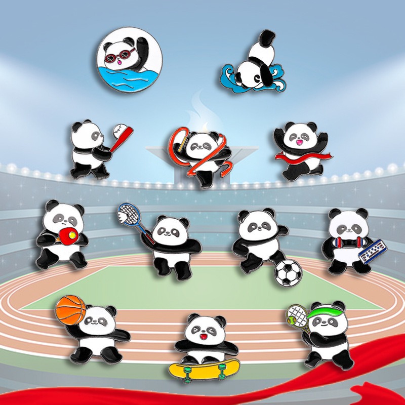 Sports Cute Panda Badge Badmin - Badminton Icon บทวิจารณ์และราคา